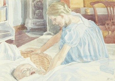 Aquarell Wandkunst Mutter und Kind Impressionistische Familienszene Wa