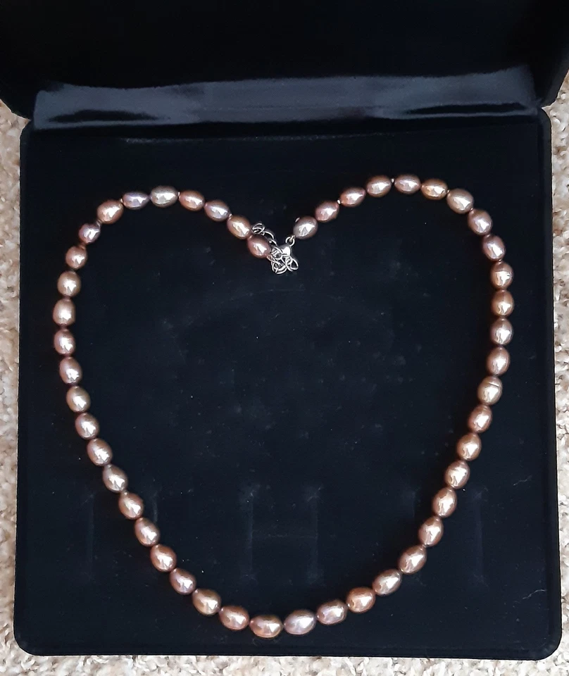 Kupferfarbene Süßwasserperlen Kette 925 Silber - Bild 3 von 3