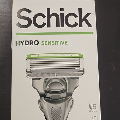 Schick Hydro Sensitive Cartridge Razor, 5 Blades, Plastic Handle, 1 Cartridge