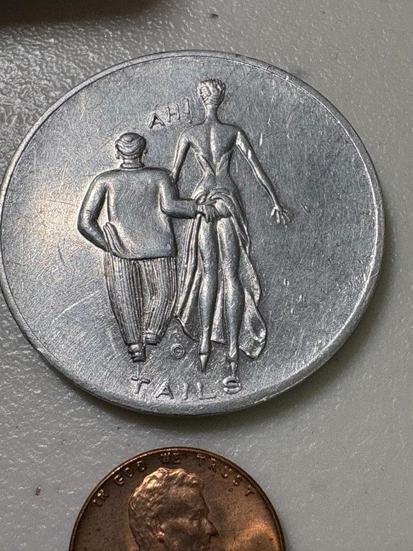 Racy Heads Tails Flipping Coin XF+ Condition SKU#38031
