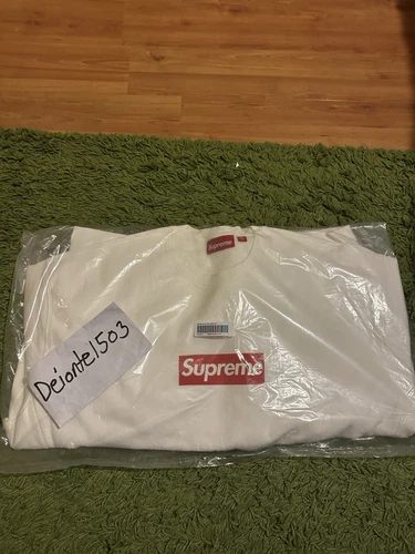 EN MAIN PRÊT À EXPÉDIER !!️ Logo Supreme Boîte Lavée Col Rond Blanc Taille L SS25 ✅