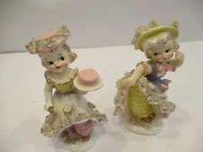 Vintage Lot 2 Japan Lipper Mann  Figurine Flirty Dancer Girl/Birthday Cake Girl