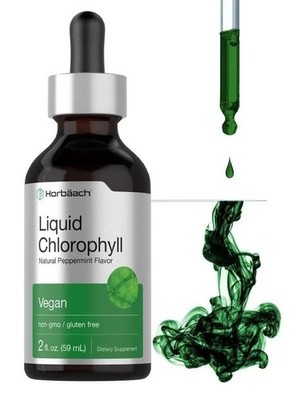 Non-GMO - Liquid Chlorophyll Drops , Natural Peppermint Flavor, by Horbaach 2 oz