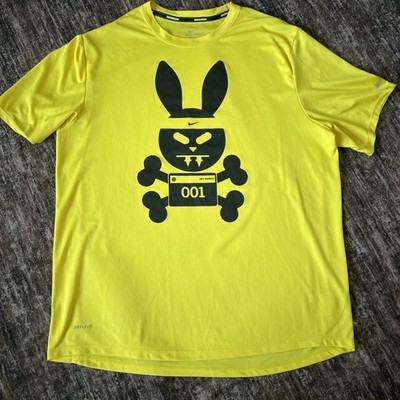Nike Running Dri Fit T Shirt Danger Bad Bunny 001 Active Stretch Large Yellow