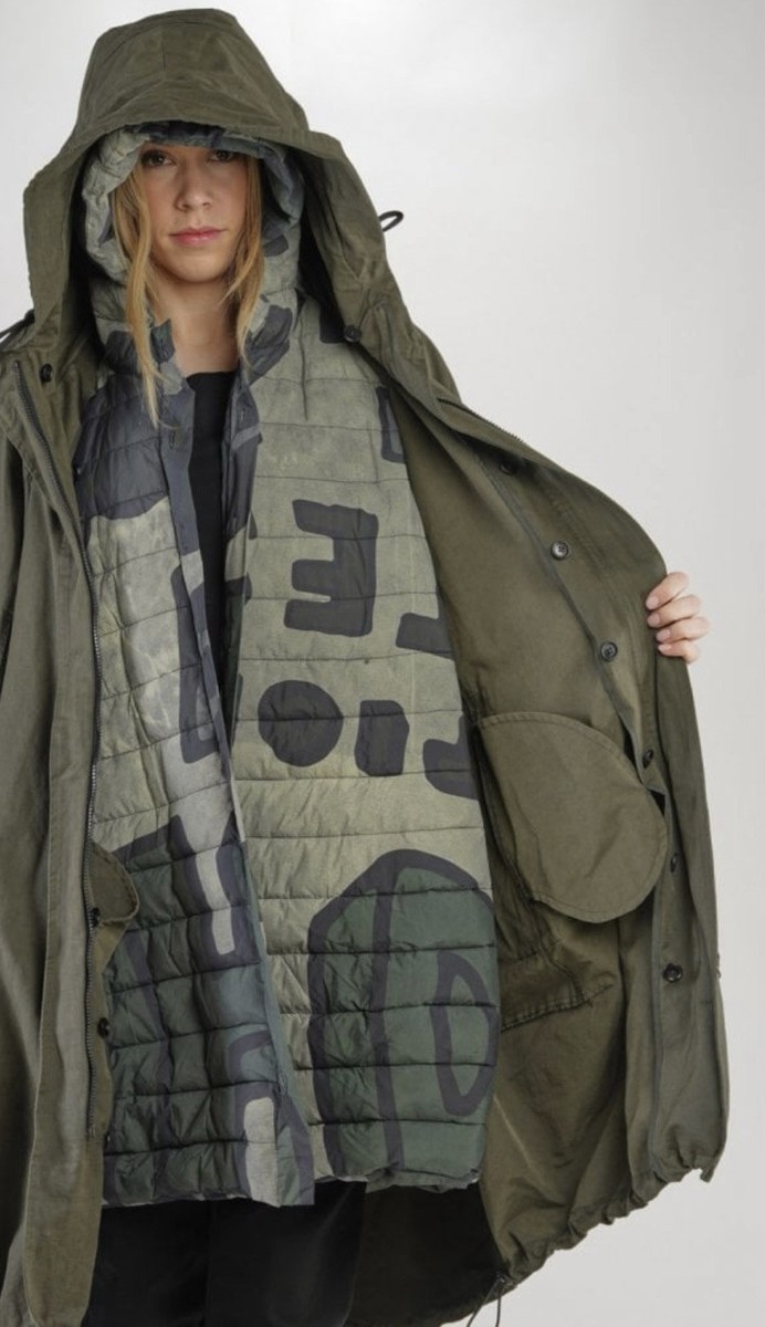 RUNDHOLZ Black Label Oversized Parka Coat In Jungle Detachable