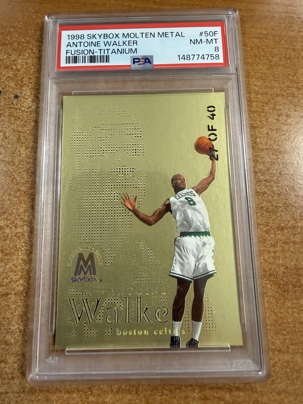1998-99 Skybox Molten Metal Fusion Antoine Walker #50F Titanium PSA 8 #/40