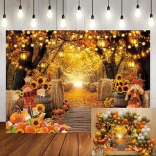7x5ft Autumn Forest Scenery Backdrop Fall Harvest Thanksgiving Photo Prop
