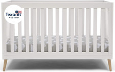 Essex 4-In-1 Convertible Baby Crib, Bianca White with Natural Legs