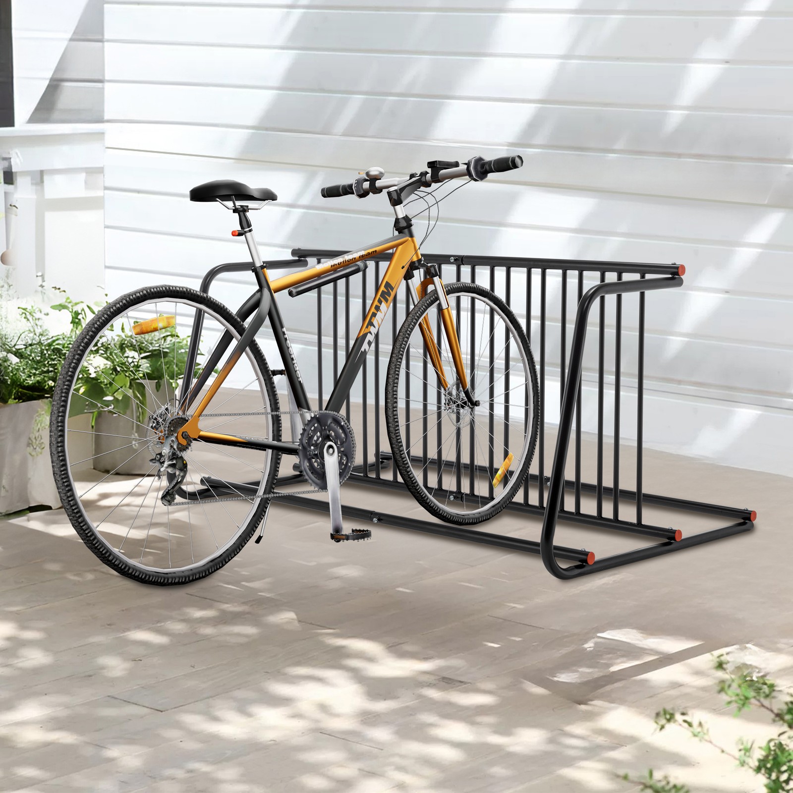 10-Bike Floor Rack Metal Double-Sided Commercial Storage Org