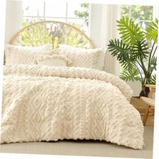 Am lie Home Tufted Boho Comforter Set Twin Size, 2 Pieces Twin 68"x90" Beige