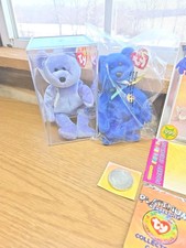 TY Beanie Babies Clubby And Clubby II Including Beanie Coin, Collector's Cards 