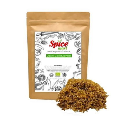 SPICE MART ORGANIC Calendula Petals | Marigold Dried Flower Loose Herbal Tea Free UK P&P