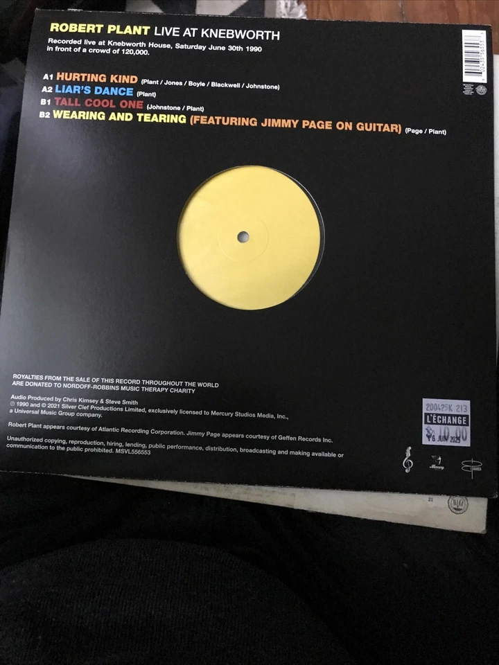 Plant, Robert - Live At Knebworth 12" Maxi NEU OVP - Bild 2 von 4