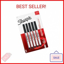 Sharpie Permanent Markers, Ultra Fine Point, Black, 5 Count - Home, School, Offi