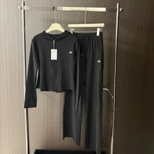 AIo Women's Casual Suit Slimming Hooded Drawstring Elastic Waist Two-Piece Sets