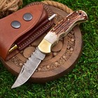 Custom Handmade Damascus Steel Pocket Knife Folding Blade /Hunting / Camping EDC