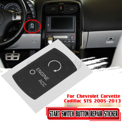 Replacement Ignition Start Button Sticker Decal For 2005-2013 Corvette New Black