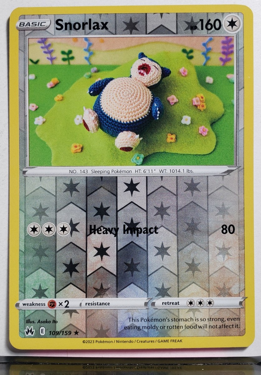 REVERSE HOLO Snorlax 109/159 NM Asako Ito Crocheted Crown Zenith