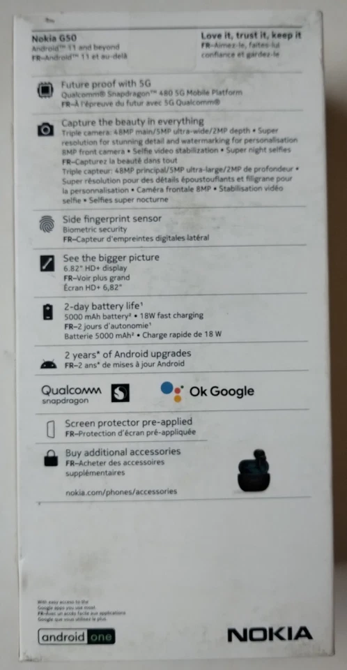 Nokia G50 64GB Ocean Blue Unlocked Dual SIM Android Smartphone New Opened - Image 2 of 3