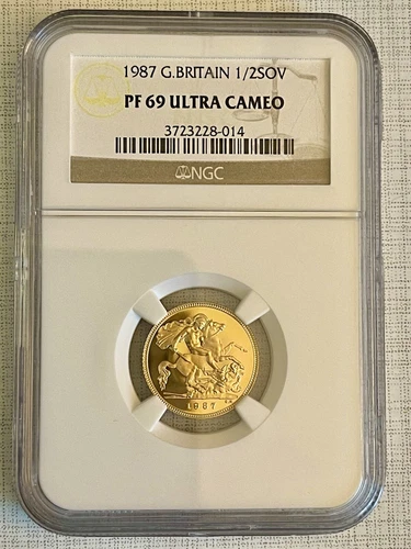 Great Britain 1987 1/2 Sovereign Gold NGC PF69 ULTRA CAMEO Sku#2534