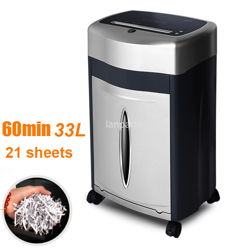 21 Sheets A4 Paper Shredder ID Card CD Cross Cut Shredder 60min 8.7 Gal 220V-image