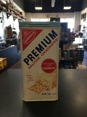 Antique Vintage NABISCO Premium Saltine Crackers Empty 14 Oz Steel