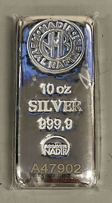 10 oz Nadir Metal Rafineri Bullion Bar of 999.9 Fine Silver