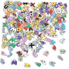 200Pcs A-Z Metal Letter Charms for Jewelry 200Pcs Random Silver Cursive