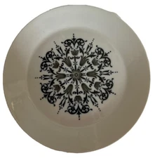 METEOR China Black White Floral Scroll 12 1/4 Large Plate/Platter Japan 3916