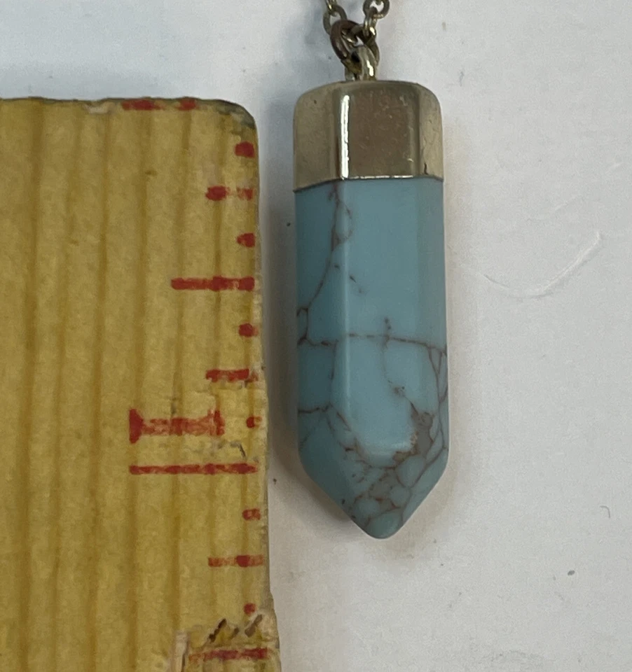 "Collar colgante de piedra tono turquesa de 3 niveles cadena color oro de 9""-17""" Foto 3 de 4