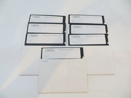 5.25" Floppy Disk MICROSOFT WINDOWS 3.1 vintage computer CMOS 7 discs