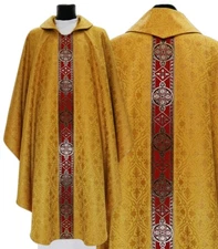 Gold/red Gothic Chasuble with stole 113-GC16 Vestment Casulla Dorada/roja Casula