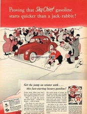 1941 Texaco Sky Chief gasoline Rabbit Vs Car Cartoon art Gluyas Williams Vintage