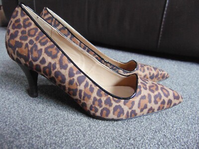 Ladies Next Mid Heel Leopard Animal Print Court Shoes Size UK UK