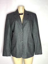 VINTAGE EVAN PICONE GRAY 100 WOOL FULLY LINED SINGLE BUTTON BLAZER SIZE 12