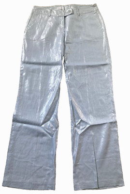 Alba Moda Leinenhose hellblau glänzend edel Gr. 38 gerader Schnitt neu