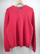Polo Ralph Lauren Linen Sweater Men  s Crewneck Sweater Sz L Cotton Knit Red