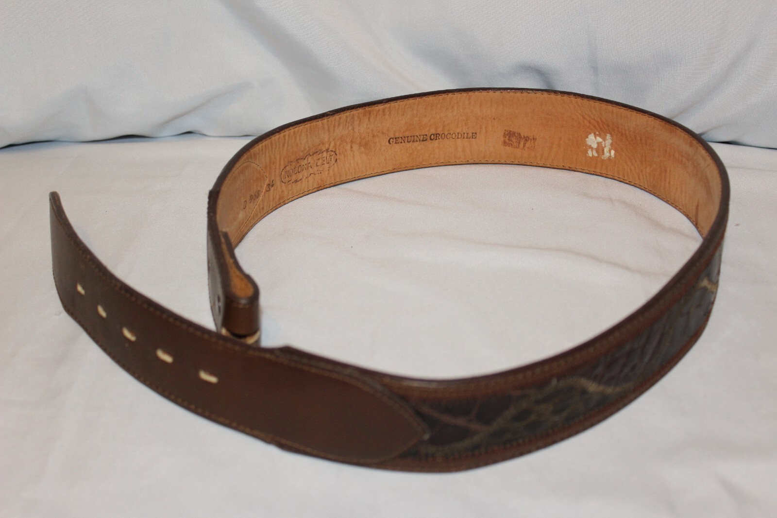 Nocona Belt Genuine Crocodile Wide Belt Size 34 Gem