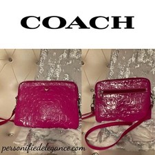 Coach Signature Embossed Patent Leather Fuchsia Pink High-Tech Tote
