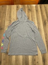Adidas Hoodie, Boy's Size Large, Gray, Pullover, Multicolor Logo