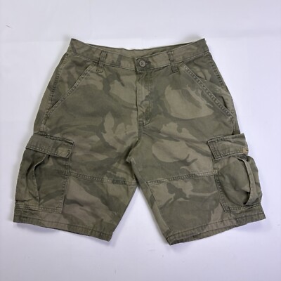 Wrangler Men's 30x10 Relaxed Green Camo Cargo Shorts Casual