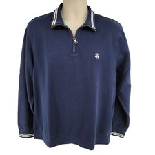 Brooks Brothers 1/4 Zip Cotton Sweater Size L Navy Blue