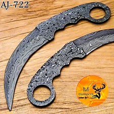 Hand Forged Damascus Steel Karambit Hunting Knife / Custom Hand Made Knife 722