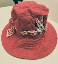Minnie Mouse Pink White Bucket Hat With Bow And Chin Strap Sz Toddler 5T