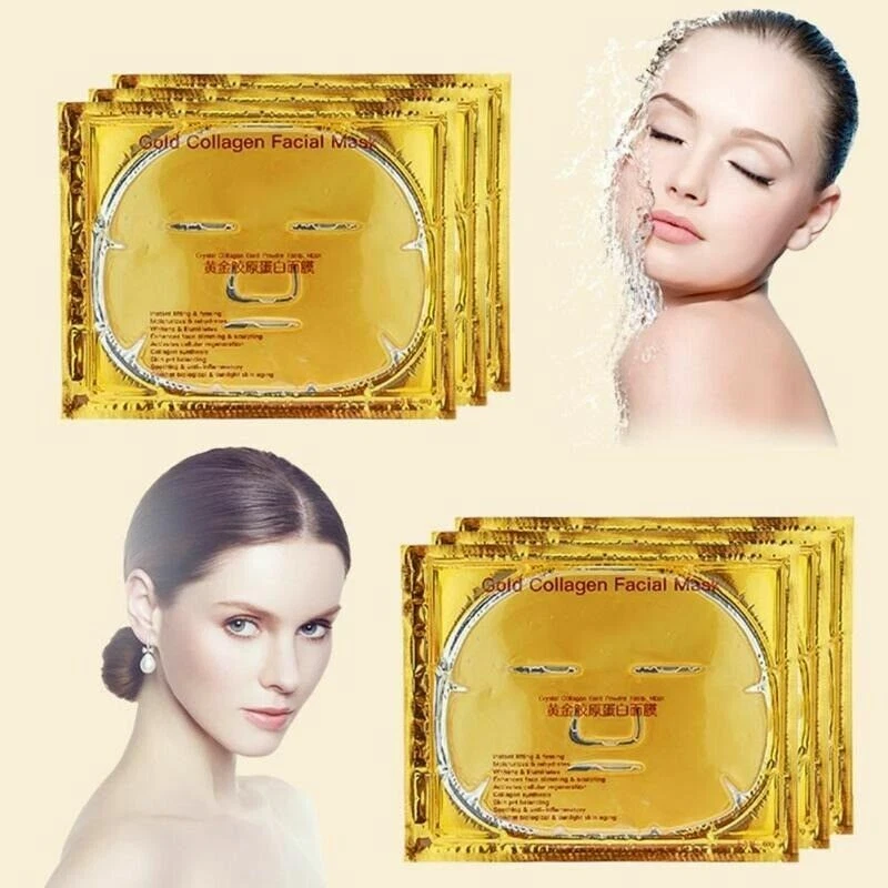 Anti Ageing Face Mask 24K Gold Bio-Collagen Anti Wrinkle Face Mask 10 pcs - image 3 of 3