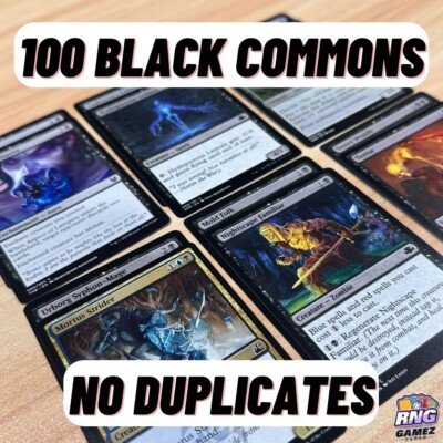 100 BLACK Magic the Gathering Cards Commons Bulk Lot NO DUPLICATES Commander | eBay 100 BLACK Magic the Gathering Cards Commons Bulk Lot NO DUPLICATES Commander | eBay