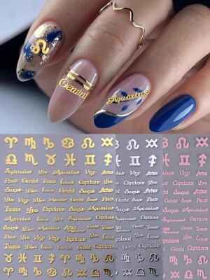Sternzeichen Horoskop Nail Art Sticker Aufkleber Gold Silber Rosa Jungfrau Löwe Skorpion