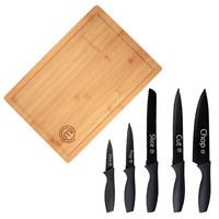 Masterchef Fsc Bambus Schneidebrett + 5 Tlg. Messerset KüChenmesser Brotmesser