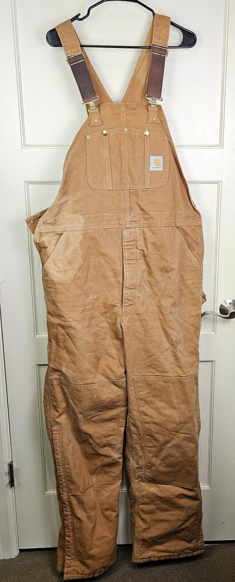 Carhartt R02 BRN Brown Double Knee Red Quilt Lined Insulated