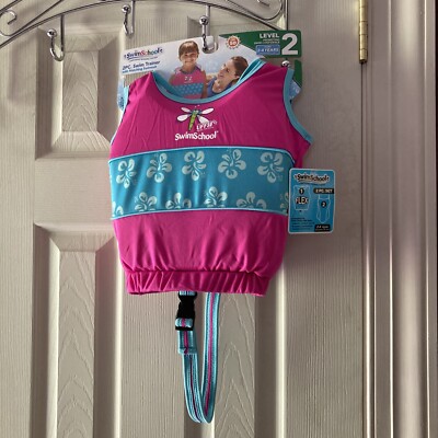 Swim School Trainer Vest/Swimsuit Level 2 Age 2 - 4 Years 33 lb Pink/Blue - NEW